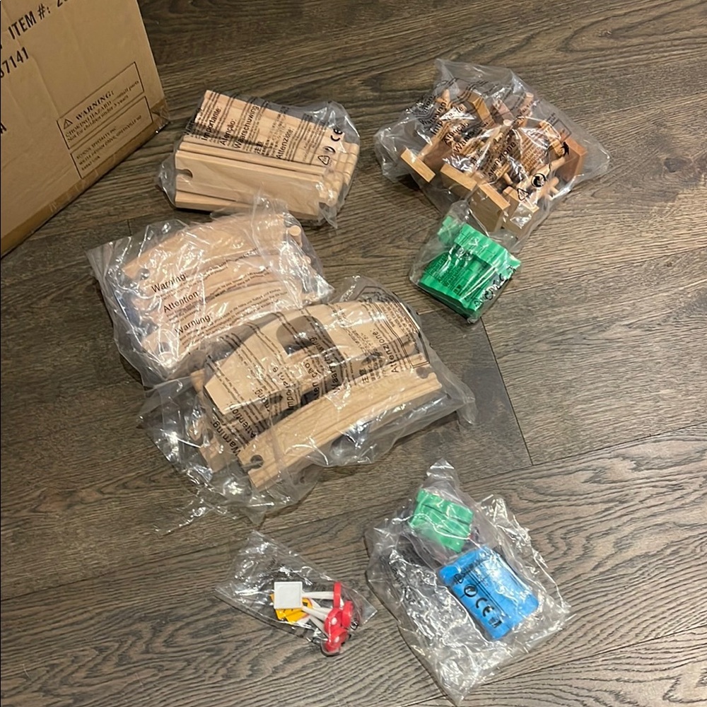 Brown and Green Wooden Toy Set